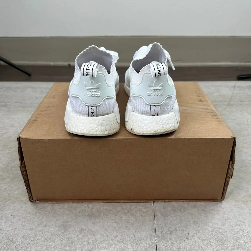Vintage Y2K Adidas NMD R1 Low Top Shoes Mens 10 Triple White Primeknit Japan